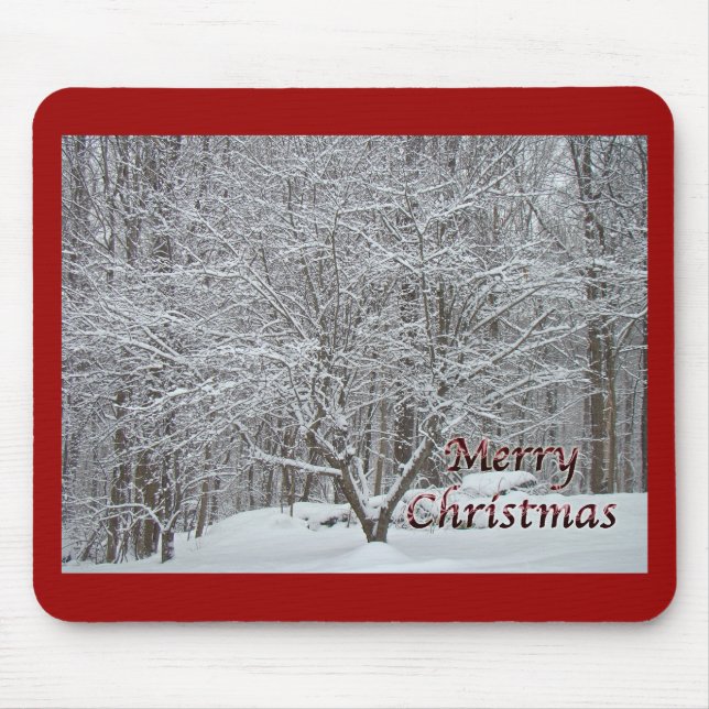 Weihnachtsbaum im Schnee Mousepad (Vorne)