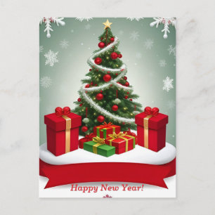 Weihnachtsbaum im schneebedeckten Winter Postkarte