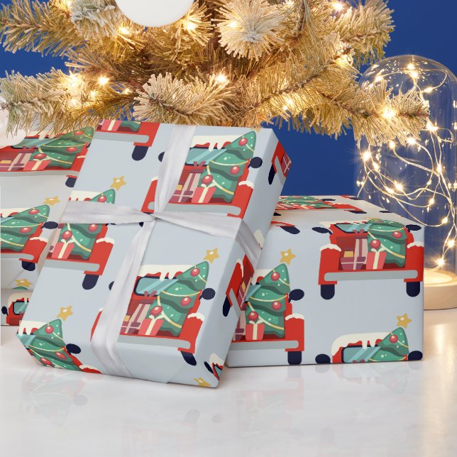 Weihnachtsbaum im Wasserfarbenzug präsentiert Kuns Geschenkpapier (Feiertage)