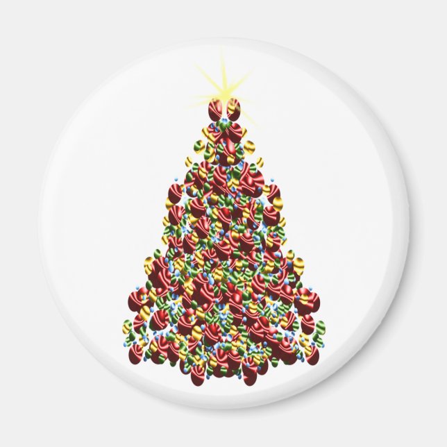 Weihnachtsbaum im Weihnachtsstil dekoriert Magnet (Vorne)