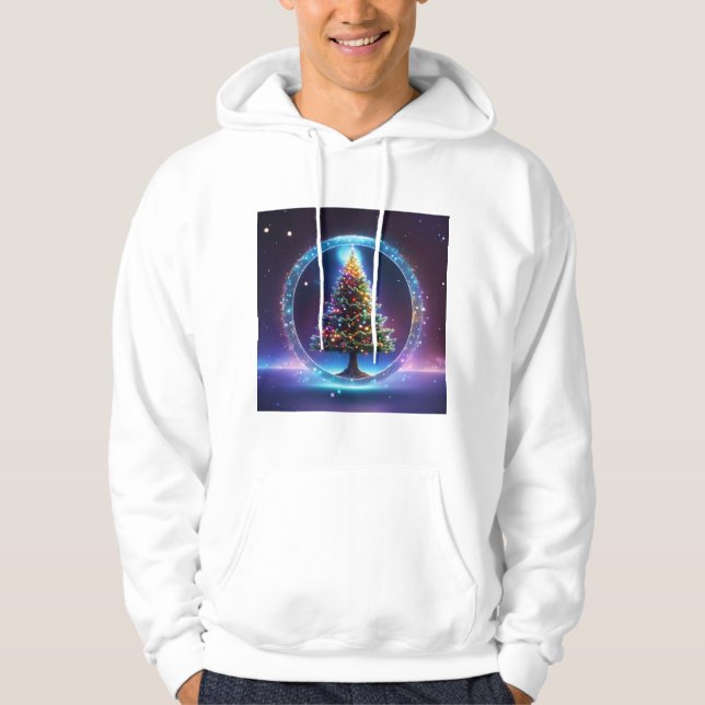 "Weihnachtsbaum im Weltraum gedruckte Hoodie" Hoodie (Vorderseite)