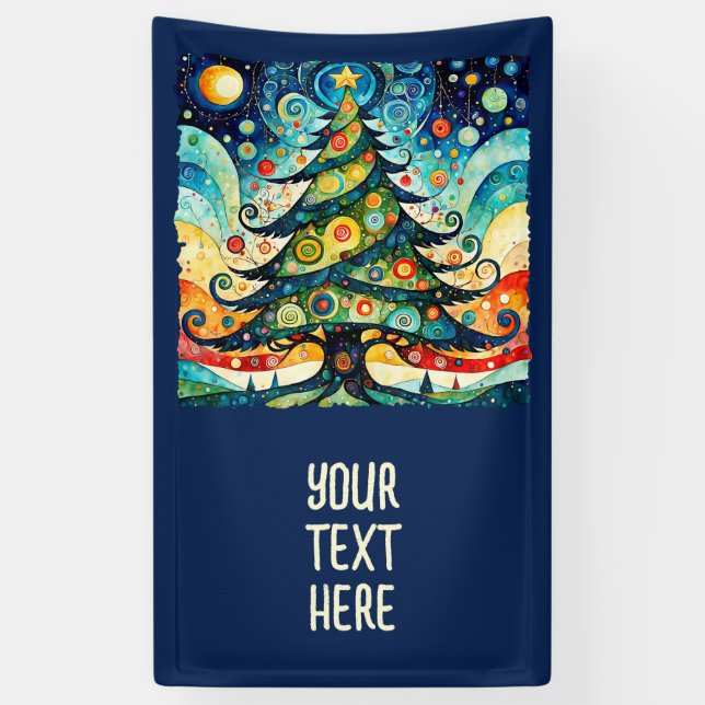 Weihnachtsbaum in abstrakter Kunst 3 - Fanspass Banner (Vertikal)