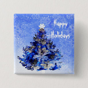 Weihnachtsbaum in blau dekoriert button