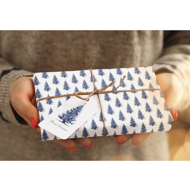 Weihnachtsbaum in Delft Blue anpassbar Geschenkanhänger (Von Creator hochgeladen)