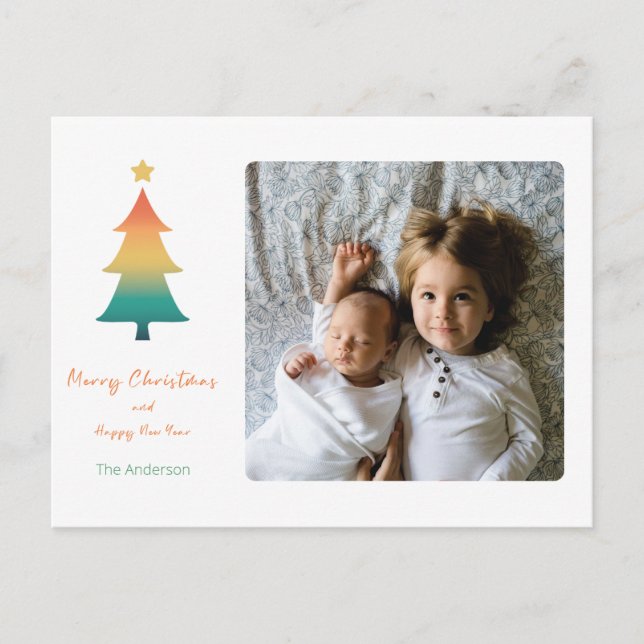 Weihnachtsbaum in der Dämmerung Feiertag Gruß Post Postkarte (Vorderseite)