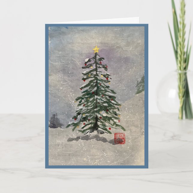 Weihnachtsbaum in der Schneekarte 12x18 Feiertagskarte (Vorderseite)