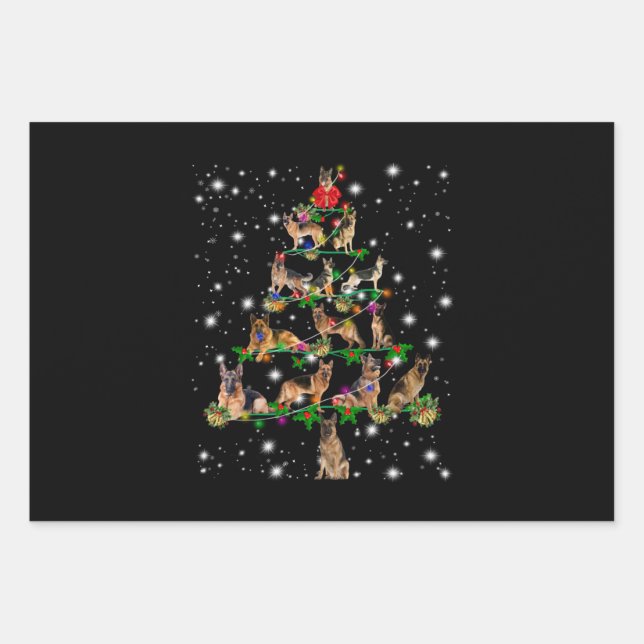 Weihnachtsbaum in Deutschland mit Lichteinfall Geschenkpapier Set (Vorderseite)