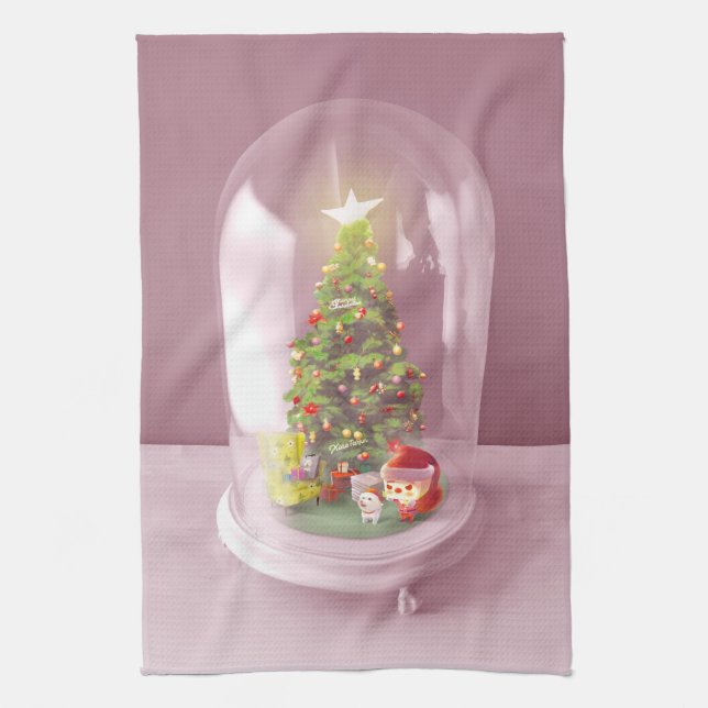 Weihnachtsbaum in einem Glaskuppel Geschirrtuch (Vertikal)