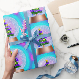 Weihnachtsbaum in farbenfroher Schneeglobe  Geschenkpapier