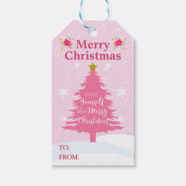 Weihnachtsbaum in Pink Geschenkanhänger (Vorderseite)