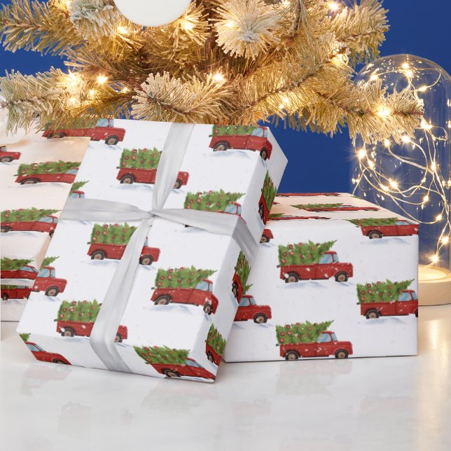 Weihnachtsbaum in Red Truck Geschenkpapier (Feiertage)