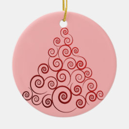 Weihnachtsbaum in Roter Curleque Keramik Ornament