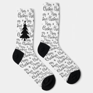 Weihnachtsbaum in Schwarz und Weiß Socken