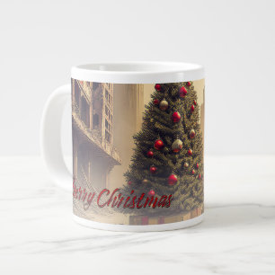 Weihnachtsbaum inmitten von Ruinen Frohe Weihnacht Jumbo-Tasse