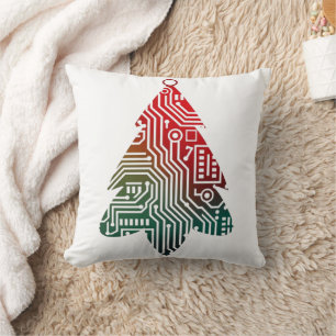 Weihnachtsbaum inspiriert von einer Leiterplatte Kissen