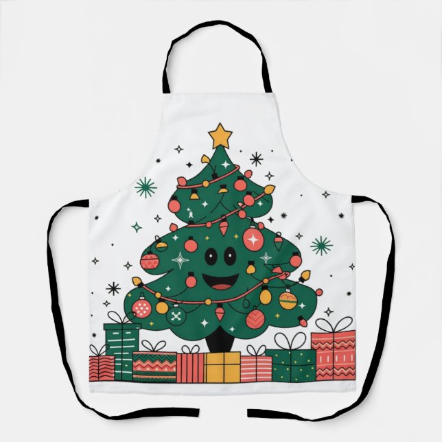 Weihnachtsbaum Jahresgrüße Schürze (Vorderseite)