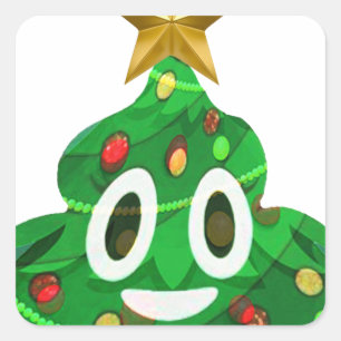 Weihnachtsbaum kacken Emoji Quadratischer Aufkleber