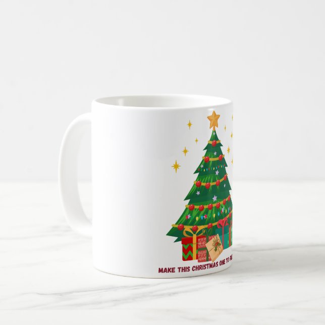 Weihnachtsbaum Kaffeetasse (Vorderseite Links)