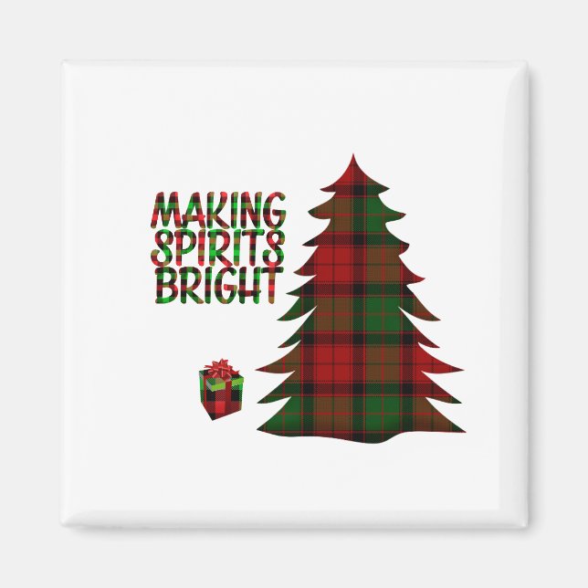 Weihnachtsbaum Kariert Magnet (Vorne)