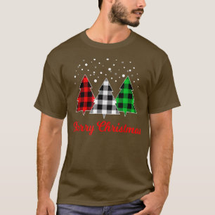 Weihnachtsbaum Kariert Red Green White Tree Merry  T-Shirt