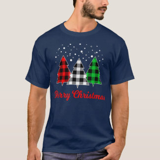 Weihnachtsbaum Kariert Red Green White Tree Merry T-Shirt