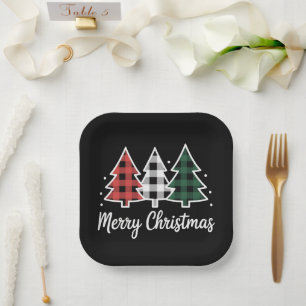 Weihnachtsbaum Kariert Weihnachtsbaum Frohe Weihna Pappteller