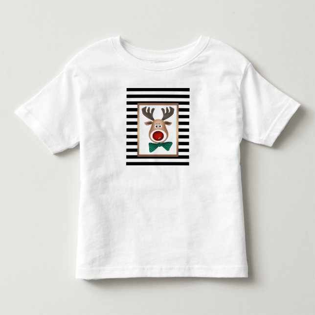 Weihnachtsbaum-Karte gestreift Schwarz-weiß Kleinkind T-shirt (Vorderseite)