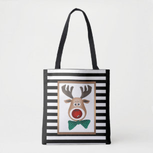Weihnachtsbaum-Karte gestreift Schwarz-weiß Tasche