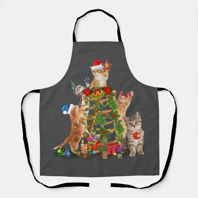 Weihnachtsbaum Katze Ugly Christmas Cat Mama Katze Schürze (Vorderseite)