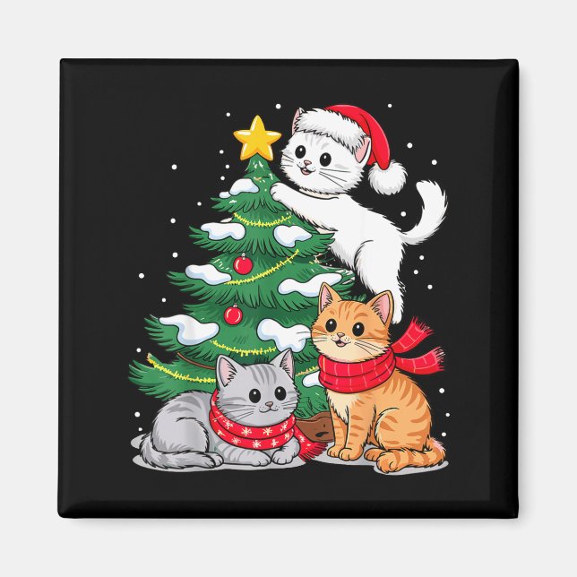 Weihnachtsbaum Katzen Xmas  Magnet (Vorne)