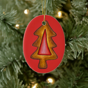 Weihnachtsbaum-Keks aus Rotverkettetem Glas Keramik Ornament