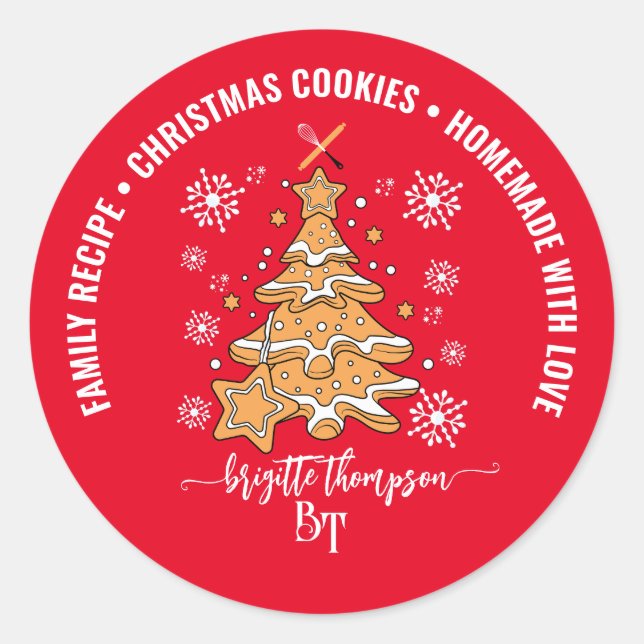 Weihnachtsbaum Keks Backen Crew Schneeflocken Runder Aufkleber (Vorderseite)