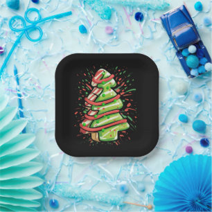 Weihnachtsbaum-Keks-Pinselstrich-Splatter-Preppy  Pappteller