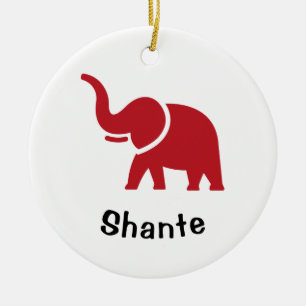 Weihnachtsbaum-Keramik Roter Elefant Keramik Ornament