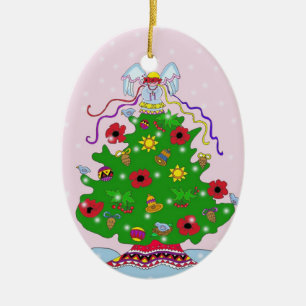 Weihnachtsbaum Keramikornament
