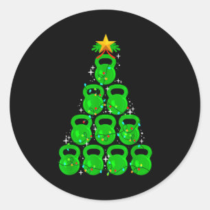 Weihnachtsbaum-Kettlebell Xmas-Gym-Workout-Fitness Runder Aufkleber