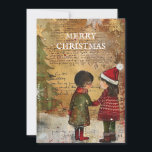 Weihnachtsbaum Kinder Schnee Feiertagskarte<br><div class="desc">Weihnachts-Grußkarte mit dem Gemälde zweier im Schnee stehender Kinder vor einem Weihnachtsbaum. Text sagt, "Frohe Weihnachten", aber ist für Ihre eigenen Gruß anpassbar. Personalisiert auf der Rückseite mit Ihrer Nachricht und Ihrem Namen. Kontaktieren Sie mich für Hilfe bei Ihrer Anpassung oder um zusätzliche Matching oder Koordination von Zazzle Produkten anzufordern....</div>