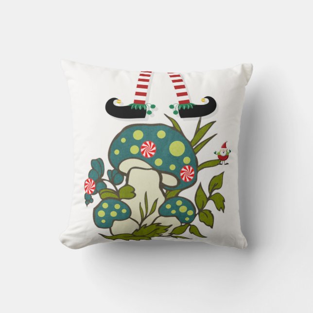 Weihnachtsbaum Kissen, Elf Peppermint Pilz Kissen (Vorderseite)