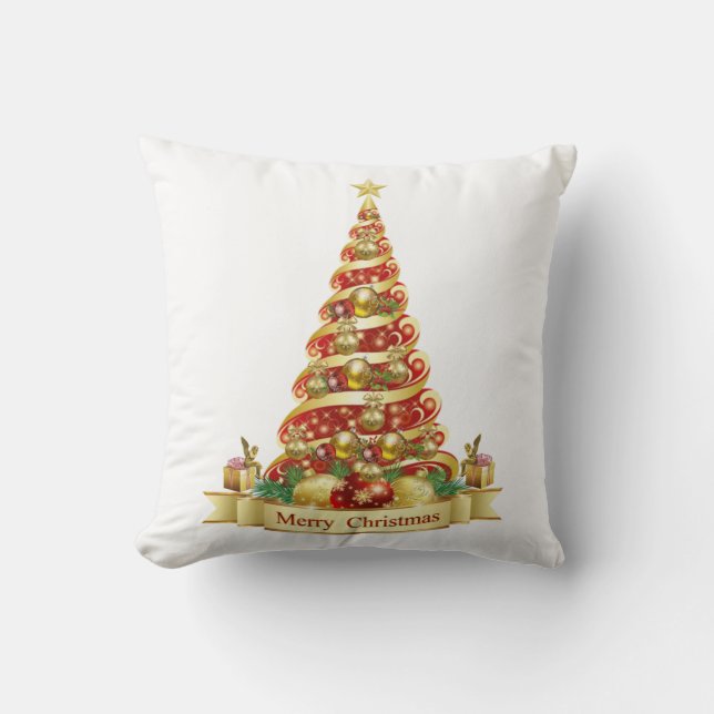 Weihnachtsbaum Kissen, frohe Weihnachten Kissen (Vorderseite)