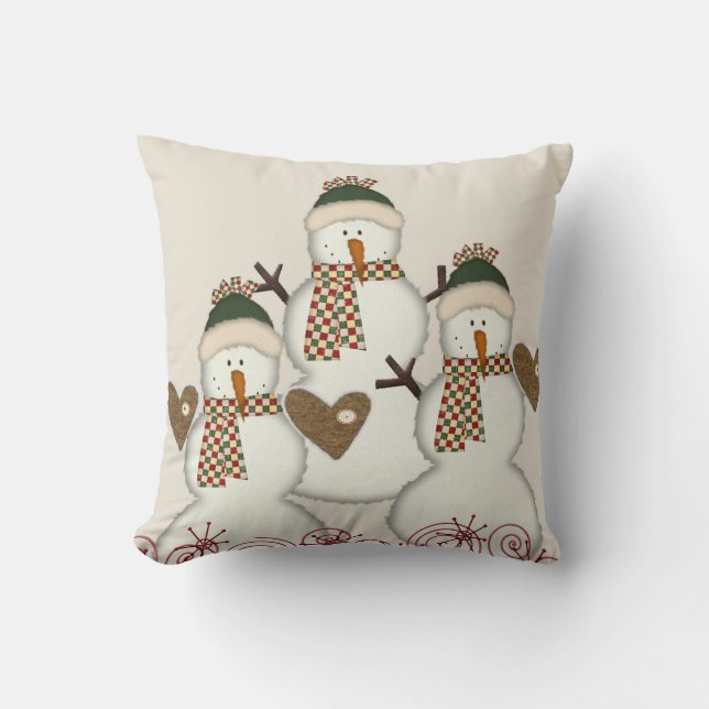 Weihnachtsbaum Kissen, Schneemann, Beige Kissen (Vorderseite)