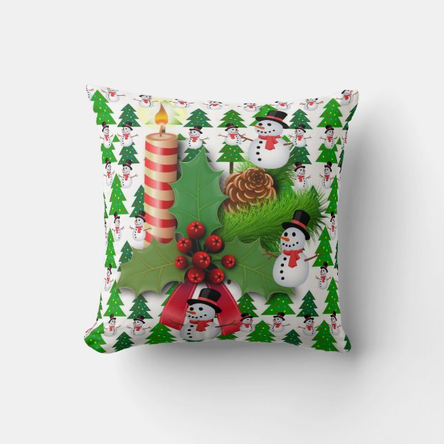 Weihnachtsbaum Kissen, Schneemann Kissen (Vorderseite)