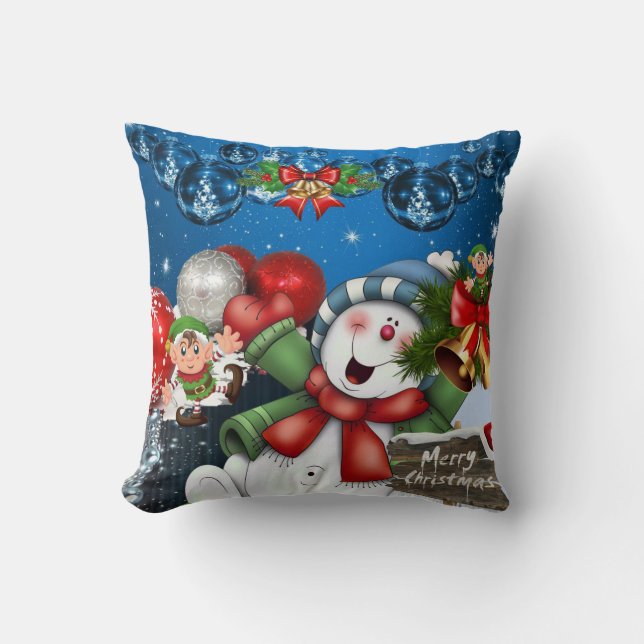 Weihnachtsbaum Kissen, Snowman Elf Kissen (Vorderseite)