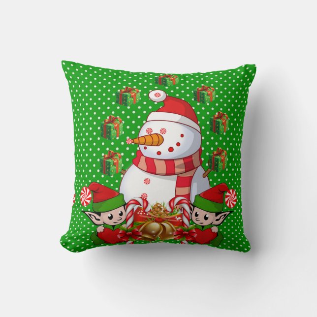 Weihnachtsbaum Kissen, Snowman Elf Kissen (Vorderseite)