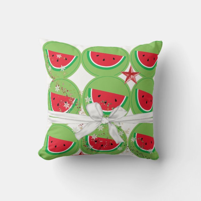 Weihnachtsbaum Kissen, Watermelon Weißer Bow Kissen (Vorderseite)