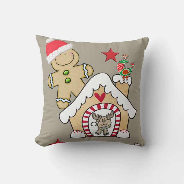 Weihnachtsbaum Kissen, Weihnachten Gingerbrot Mann Kissen (Vorderseite)