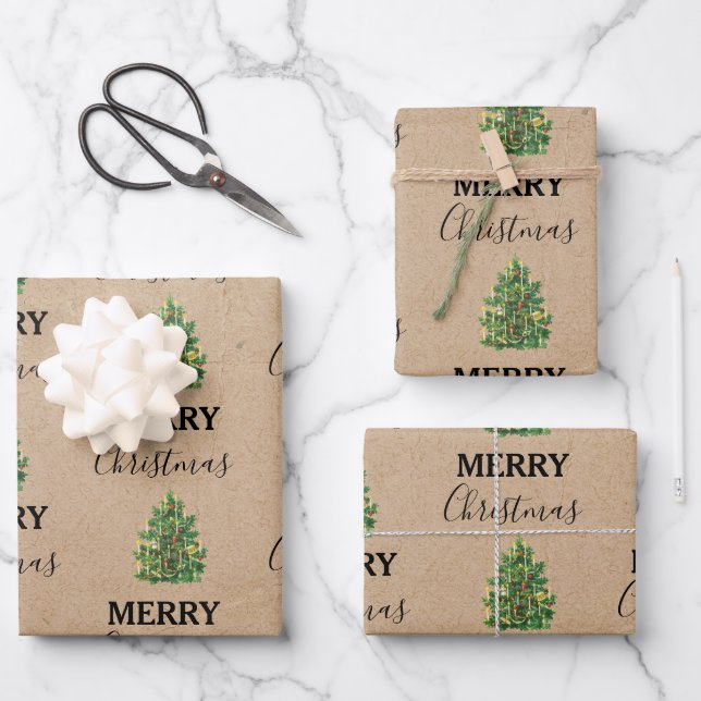 Weihnachtsbaum Kraft Weihnachten Weihnachten Weihn Geschenkpapier Set (Vorderseite)