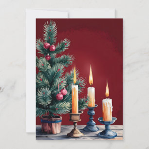 Weihnachtsbaum künstlerisch mit Kerzen Feiertagskarte