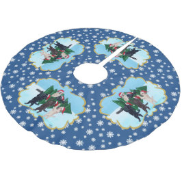 Weihnachtsbaum Labradors auf dem Schneegebiet Polyester Weihnachtsbaumdecke