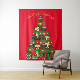 Weihnachtsbaum Labradors Red Tapestry Wandteppich