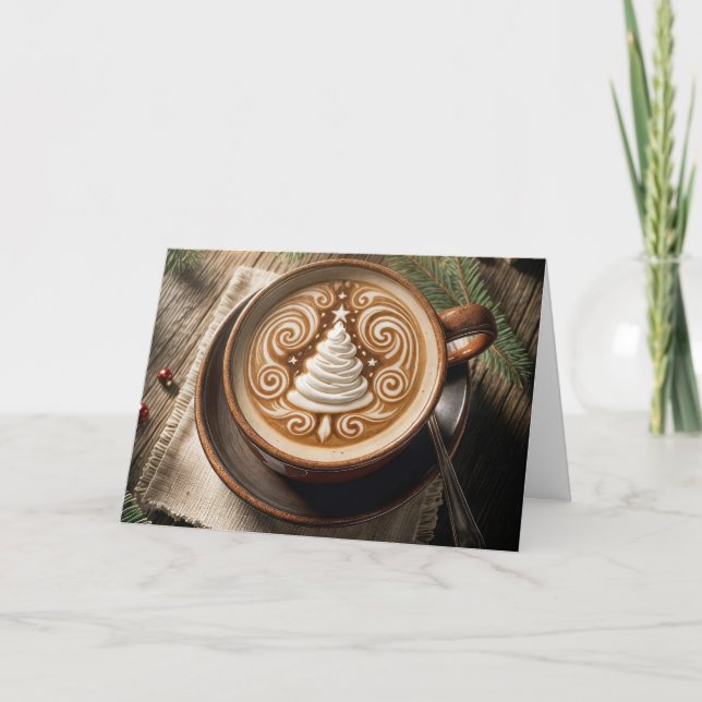 Weihnachtsbaum Latte Feiertagskarte (Vorderseite)